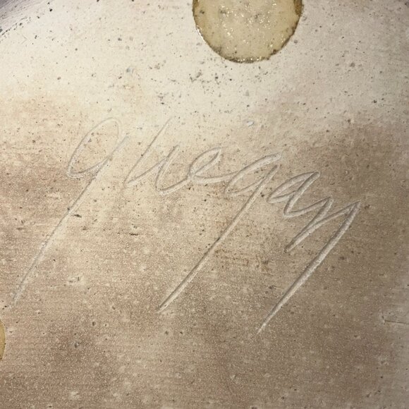 Vintage Studio Pottery Large Mug Wheel Thrown Hand Carved Artist Guegan - Picture 9 of 10